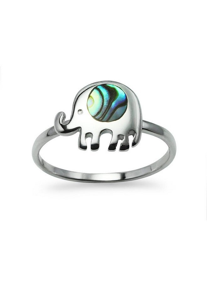 Silverline Jewelry Elephant Sterling Silver Simulated Abalone Shell Friendship Ring Size 9 - Image 2