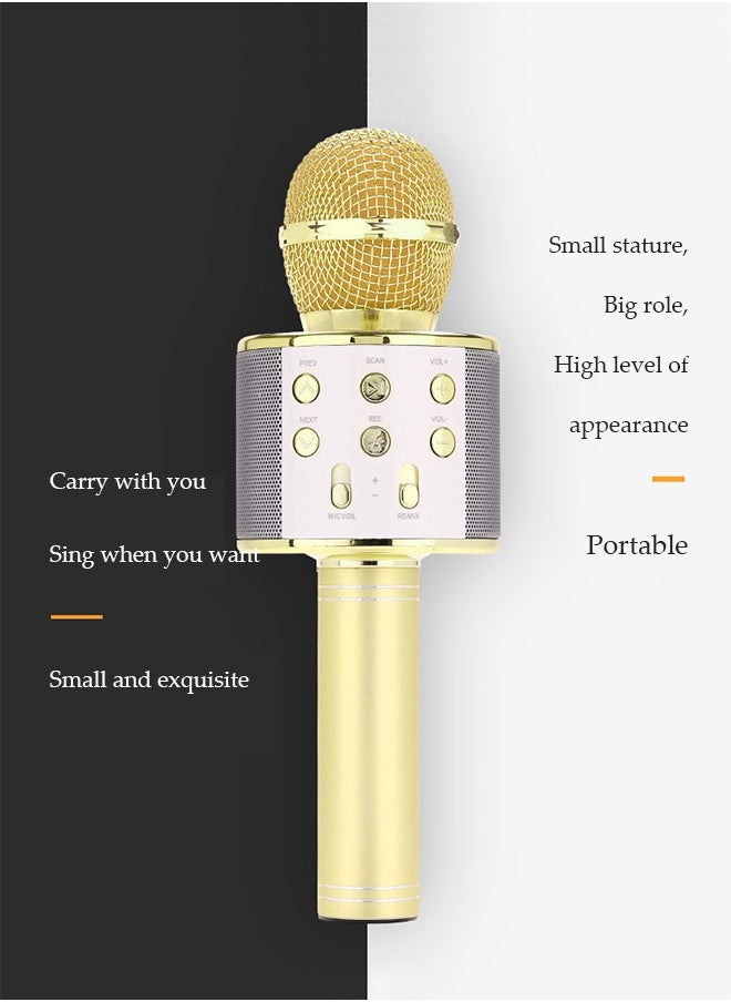 DUNISO Wireless Bluetooth Karaoke Microphone Portable Handheld Karaoke Microphone Speaker Player Recorder For All Smartphones Microphone Speaker For Girls Boys Kids Childrens Adults(Gold)  - Image 4