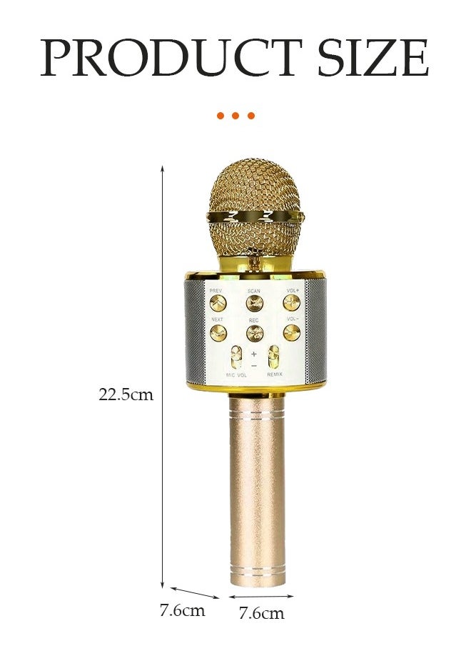 DUNISO Wireless Bluetooth Karaoke Microphone Portable Handheld Karaoke Microphone Speaker Player Recorder For All Smartphones Microphone Speaker For Girls Boys Kids Childrens Adults(Gold)  - Image 2