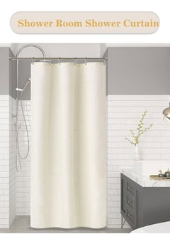 LEOKOR Water Repellent Waffle Weave Textured Fabric Shower Curtain for Bathroom Beige  - Image 5