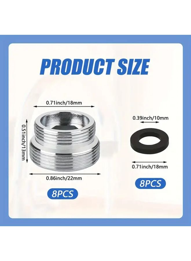 قطعتان من مجموعة محولات الصنبور المضادة للتسرب M22 إلى M18 مع حلقات مطاطية عالية الجودة - Image 4