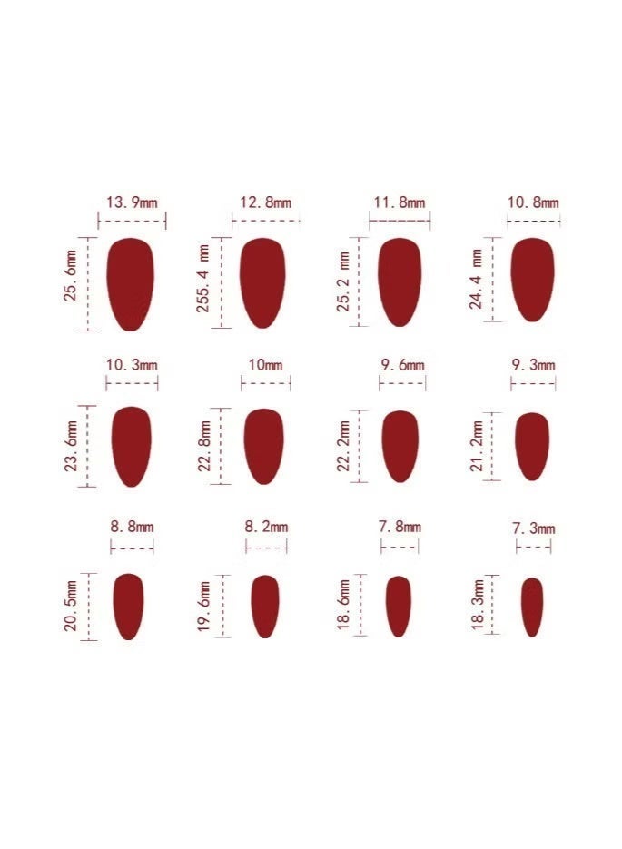Gecomo Press On Nails 24Pcs,Almond-shaped Burgundy False Nails With Elegant Bow Patterns,Medium Fake Acrylic Nails With Glue Kit - Image 5