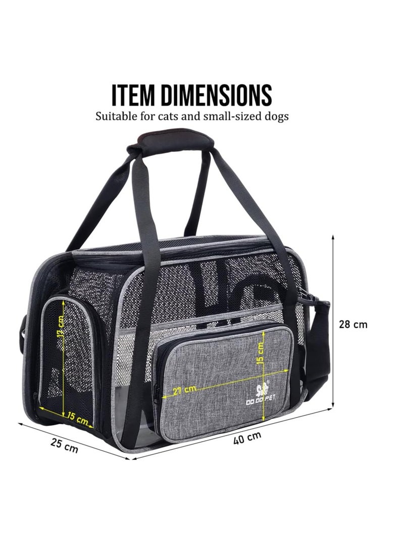 NNC PETS Small pet carrier with Mesh Top and Sides, Cats & Small dogs, Outdoor activities, Soft-sided carrier with Handle, Shoulder strap, Side pocket, and Mat, Pet travel bag with Inside leash 40cm (Grey) - Image 2