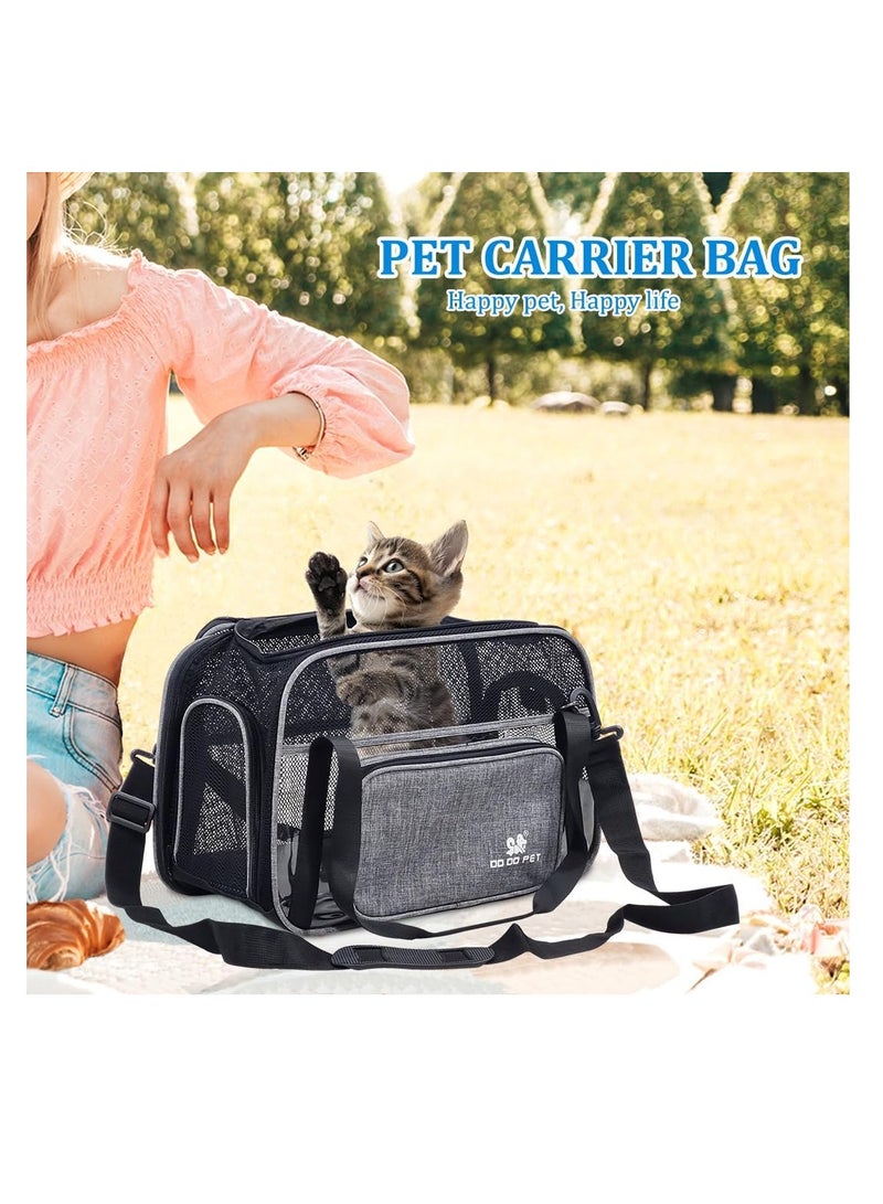 NNC PETS Small pet carrier with Mesh Top and Sides, Cats & Small dogs, Outdoor activities, Soft-sided carrier with Handle, Shoulder strap, Side pocket, and Mat, Pet travel bag with Inside leash 40cm (Grey) - Image 5