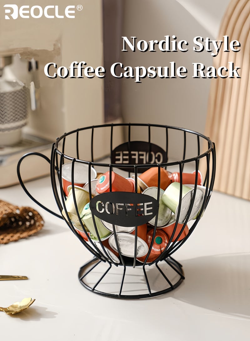ريوكل رف كبسولات قهوة بأسلوب نوردي منظم عرض فاخر للتخزين المنزلي مناسب لمقهى القهوة والبار والوجبات الخفيفة والحلوى - Image 1