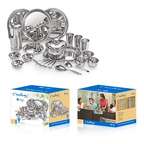 Neelam Neelam Stainless Steel 22 Gauge, 55 Pieces Premium Dinner Set, Ideal Gifting Dinner Set, Ideal for Special Occasions Like Anniversary, Wedding, Housewarming Party, Easy to Clean & Dishwasher Safe - Image 3