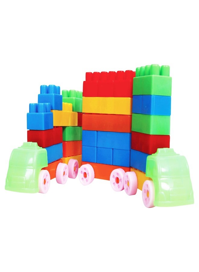 PARTEET Multi Coloured Educational Learn and Play Building Blocks for Kids | 56 Pieces | - Blocks Toys and Games for Children with Smart Carry Bagpack - Image 1