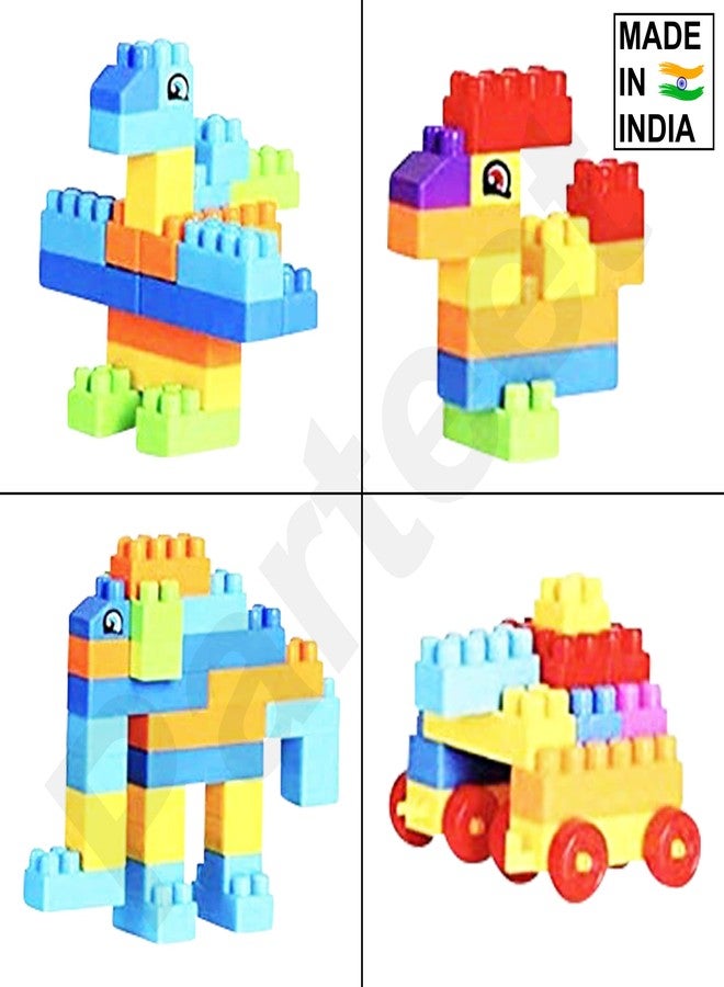 PARTEET Multi Coloured Educational Learn and Play Building Blocks for Kids | 56 Pieces | - Blocks Toys and Games for Children with Smart Carry Bagpack - Image 2