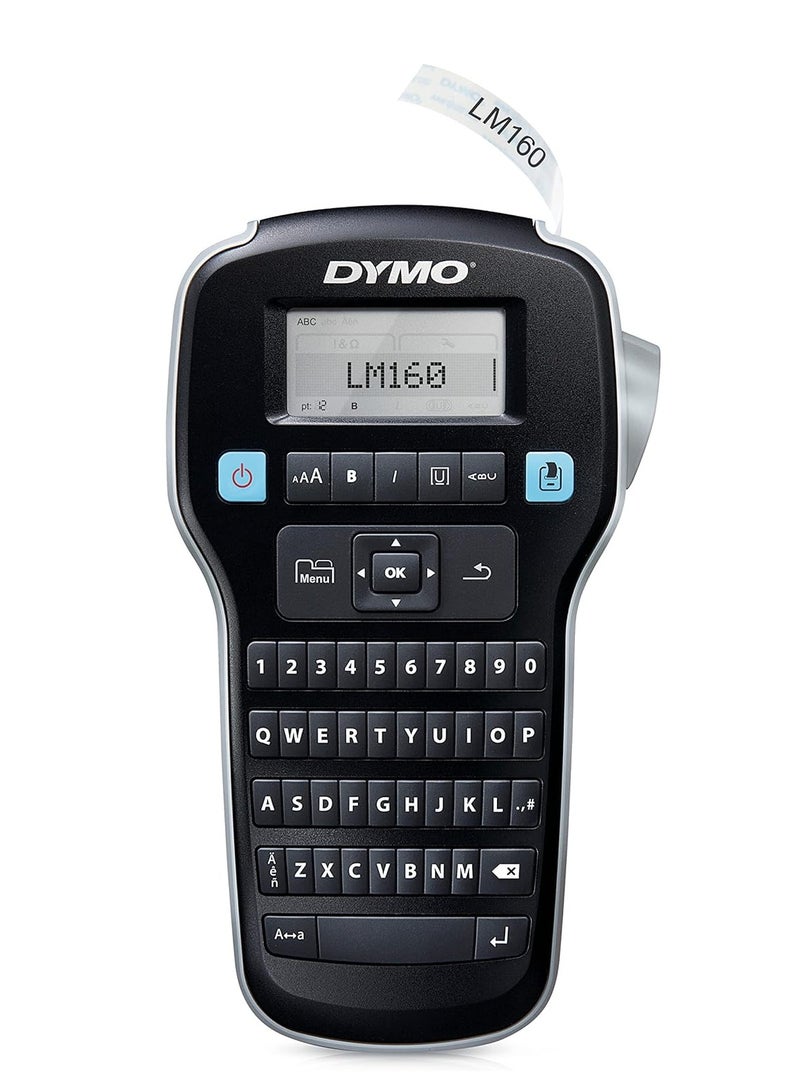 Dymo DYMO Label Maker LabelManager 160 Portable Label Maker, Easy-to-Use, One-Touch Smart Keys, QWERTY Keyboard, Large Display, for Home Office Organization, Black - Image 1