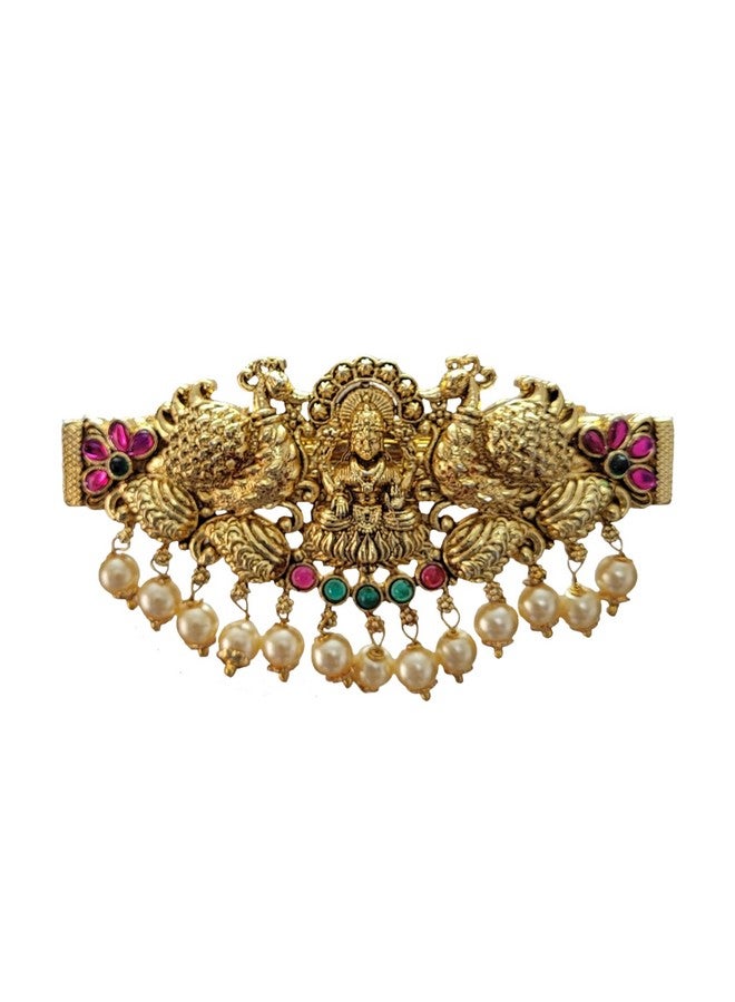 Arnavira¬Æ Gold Antique Finish Traditional Temple Design Hair Clip Barrette For Women and Girl Bridal Wedding (Gold Antique, Design 01) - Image 1