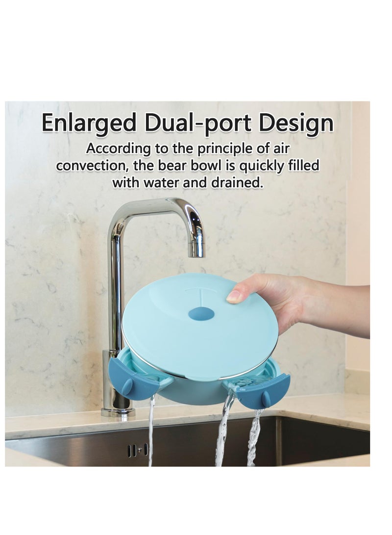 Excefore Stainless Steel Baby Feeding Bowl, Stainless Steel Kids Plates, Stainless Steel Baby Bowls, Toddler Suction Plate with Lid Spoon and Fork, Perfect for Children, Blue - Image 5