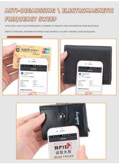 Generic Baileeri Men's 2 x 1 Leather Snap On Wallet Card Holder with Aluminum Card Holder Auto Button for Graduating Exit Cards Holder Holder for Up to 7 Cards and Money Pocket (Black)  - Image 4