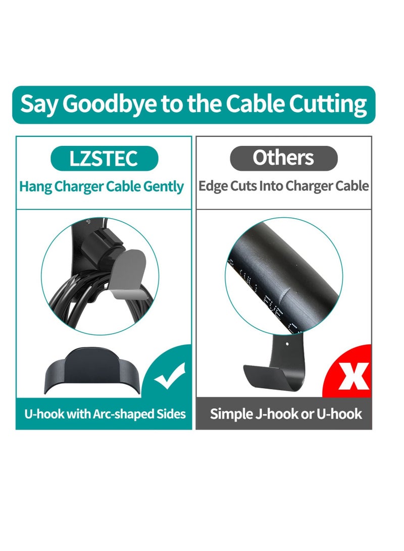 Excefore For Tesla Charger Holder Wall-Mount, w/Non-Cutting Cable Organizer, Outdoor/Indoor, EV Cable Holder and Charger Plug Nozzle Holster, Bracket Adapter Fit Model 3/Y/S/X - Image 2