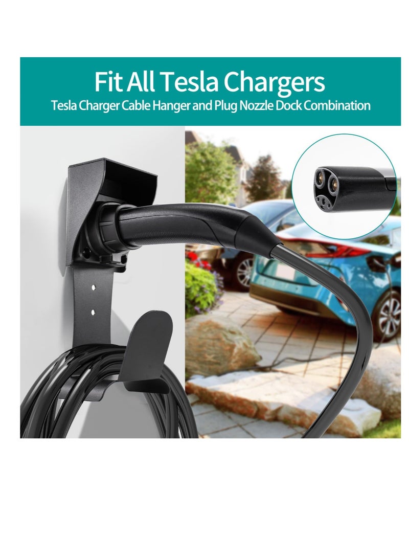 Excefore For Tesla Charger Holder Wall-Mount, w/Non-Cutting Cable Organizer, Outdoor/Indoor, EV Cable Holder and Charger Plug Nozzle Holster, Bracket Adapter Fit Model 3/Y/S/X - Image 5