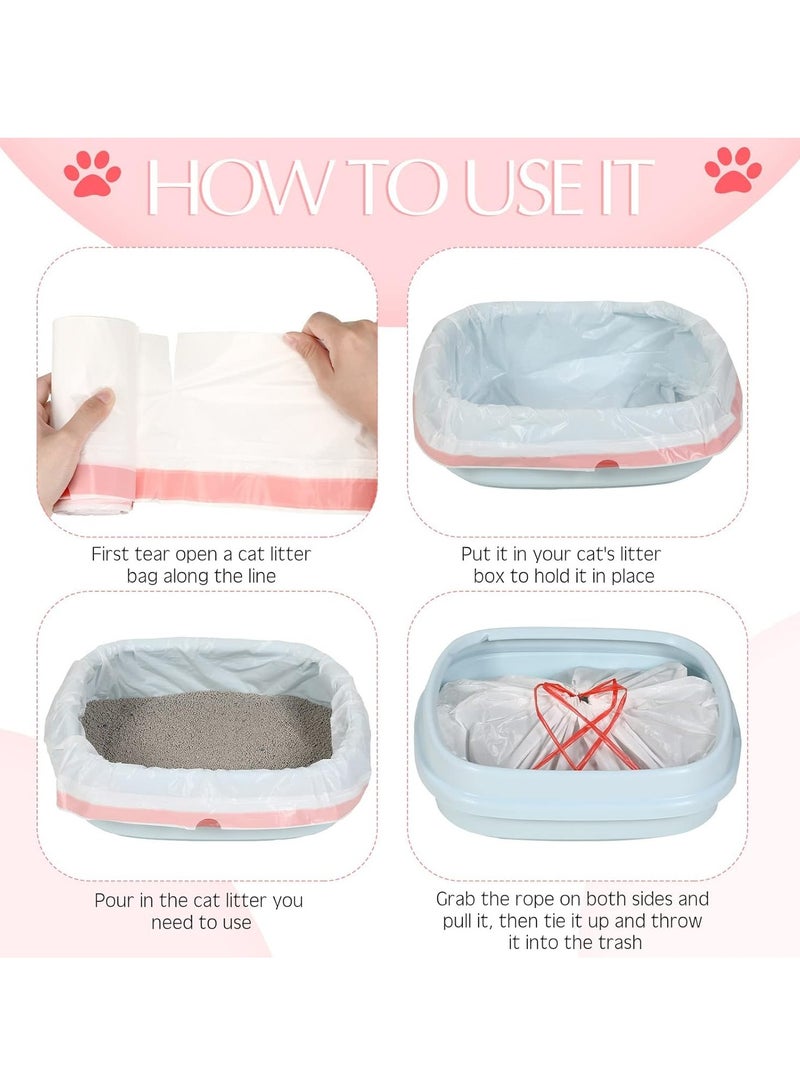 SYOSI 2 Pcs Large Cat Litter Box Liners, Liners Non-Stick Smooth Quick Cleaning Waste Bags With Drawstring Large Durable Bag Litter Box Bags for Cat, Cat Waste Litter Box Tray - Image 2