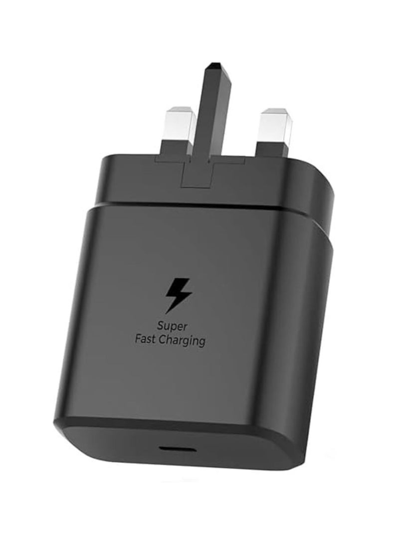 شاحن سريع 65 واط، محول سفر، شحن فائق السرعة (قابس المملكة المتحدة مع كابل USB Type-C)، أسود