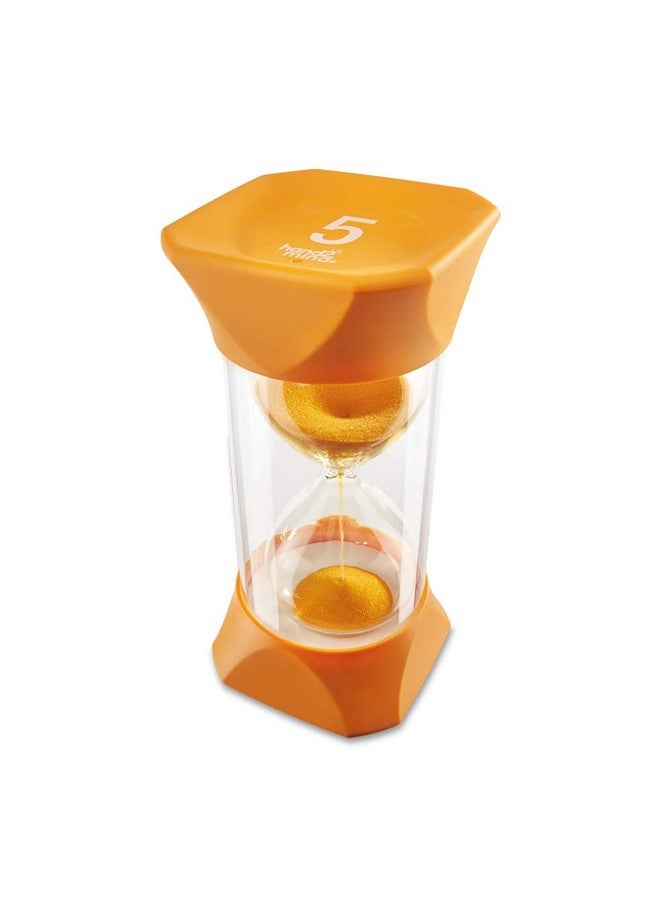 hand2mind hand2mind Orange Jumbo Sand Timers, 5 Minute Sand Timer, Hourglass Sand Timer with Soft Rubber End Caps Offers Quiet Pausing, Classroom Sand Timers for Kids, Teeth Brushing and Game Timer (Set of 1) - Image 5