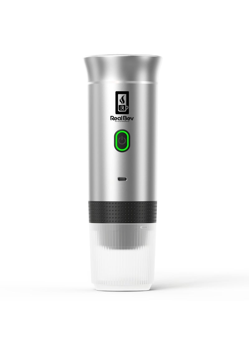 RealBev Portable Espresso Coffee Maker | USB Rechargeable Coffee Machine for Travel, Car, Camping & Office | Compatible with Ground Coffee & Capsules | Compact One-Touch Brewing - Image 1