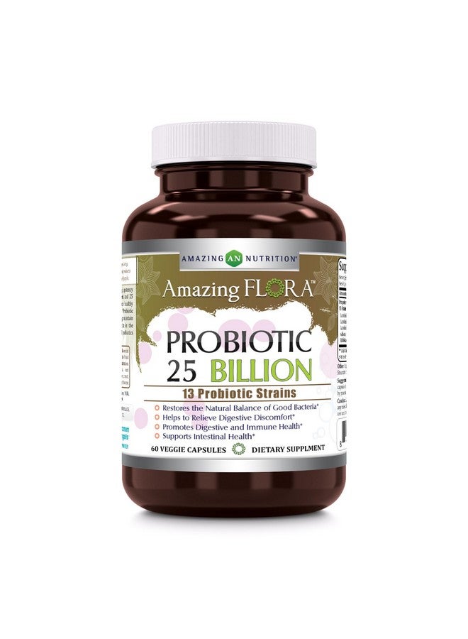 Amazing Nutrition Amazing Flora Probiotic 13 Best Probiotics Strains | 25 Billion | 60 Veggie Capsules Supplement | Non-GMO | Gluten Free | Suitable for Vegetarians | Made in USA - Image 1
