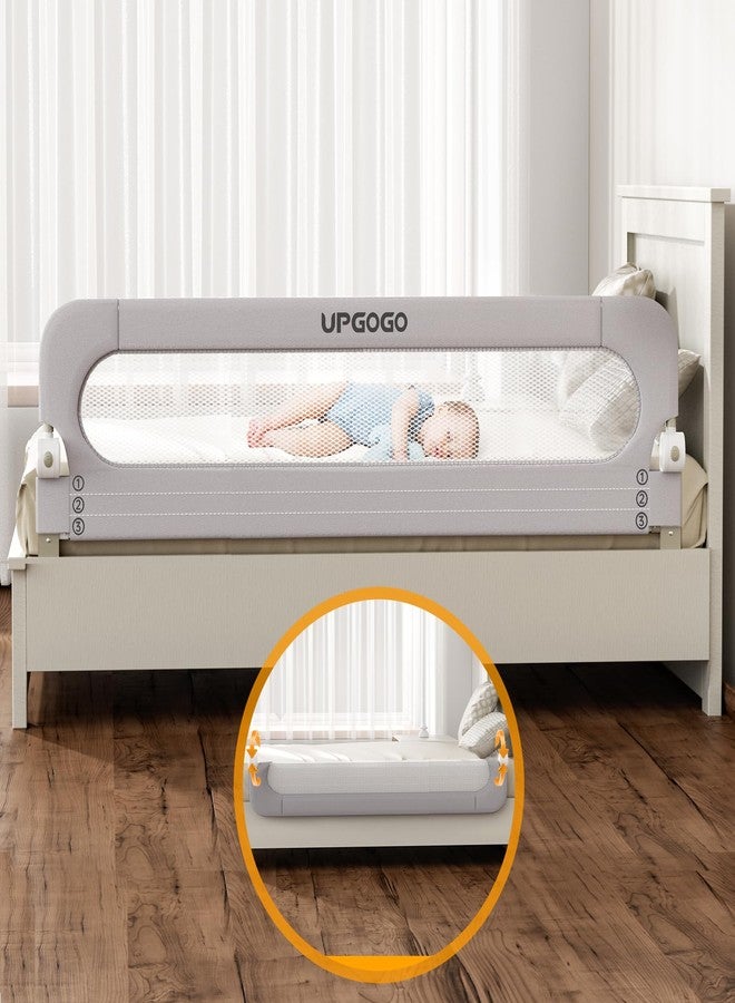 UPGOGO Folding Bed Rail for Toddlers,Baby Bed Rail Guard with Reinforced Anchor Safety System,Fit Bunk,Full Size,Queen,King,Twin(Grey,71"x23.6") - Image 1