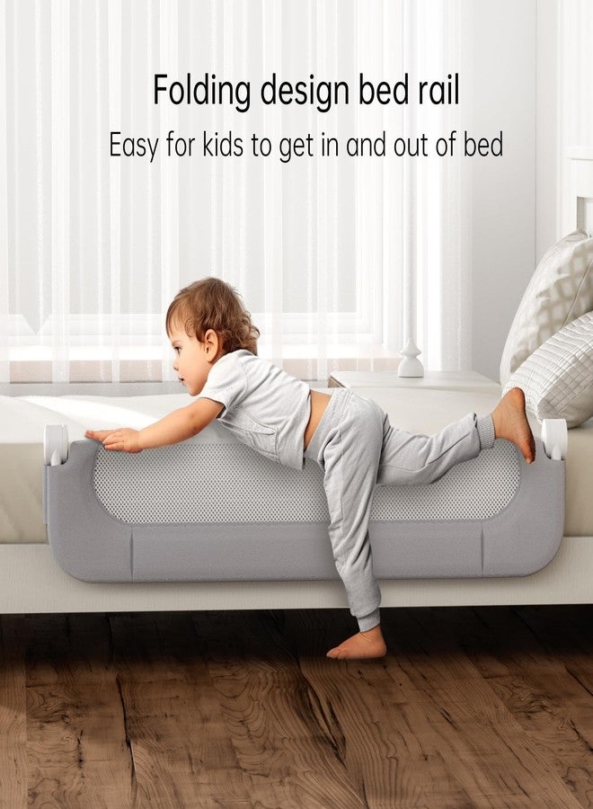 UPGOGO Folding Bed Rail for Toddlers,Baby Bed Rail Guard with Reinforced Anchor Safety System,Fit Bunk,Full Size,Queen,King,Twin(Grey,71"x23.6") - Image 3