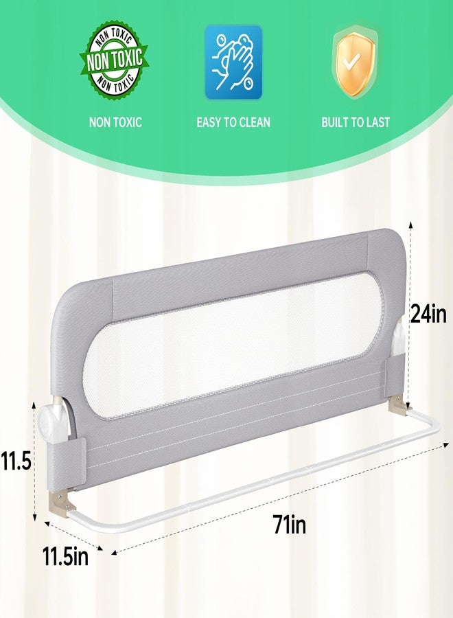 UPGOGO Folding Bed Rail for Toddlers,Baby Bed Rail Guard with Reinforced Anchor Safety System,Fit Bunk,Full Size,Queen,King,Twin(Grey,71"x23.6") - Image 2
