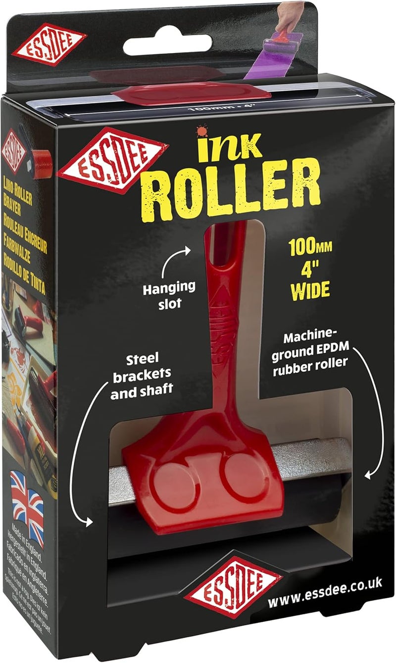 Essdee Ink Roller 3.94 Inch - Heavy Duty EPDM 70 Shore Hard Rubber Surface Brayer - Aluminium Core - Block Printing, Scrapbooking, Laminating Industrial Processes - Image 1
