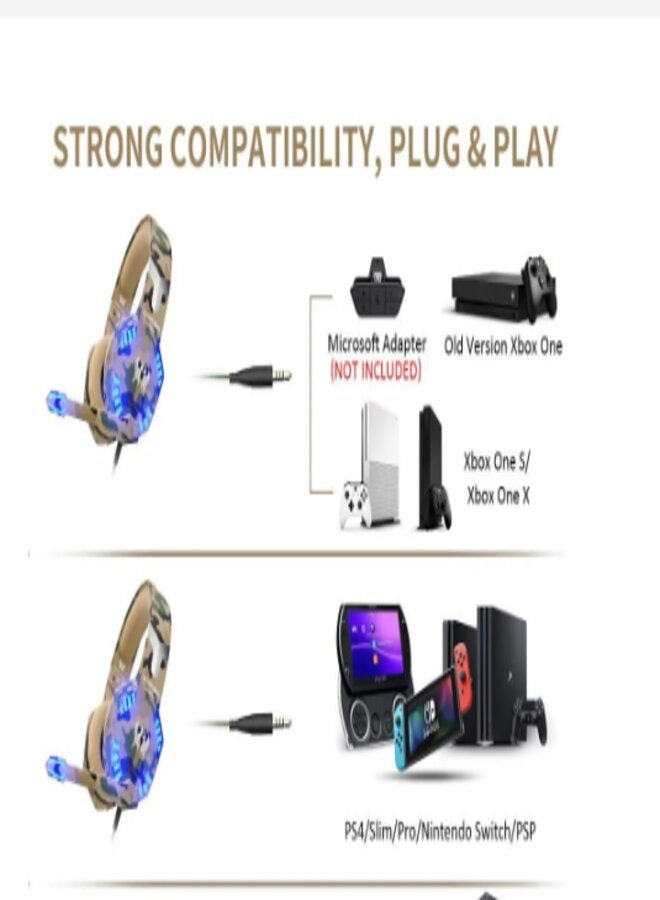 general Stereo Gaming Headset for PS4, PC,Xbox One Controller Noise Cancelling Over Ear Headphones with Mic, LED Light, Bass Sound, - Image 4