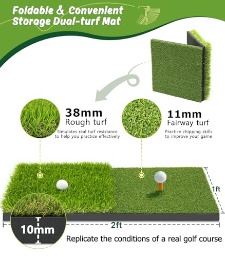 MUVPOH Golf Net: 10x7ft Golf Practice Net for Backyard Chipping Driving with Dual-Turf Golf Hitting Mat, All-in-1 Outdoor Indoor Golf Hitting Net with Multiple Targets, Golf Aid for Men/Golf Lovers - Image 5