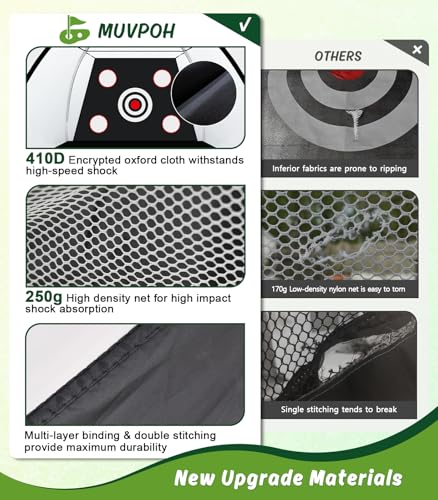 MUVPOH Golf Net: 10x7ft Golf Practice Net for Backyard Chipping Driving with Dual-Turf Golf Hitting Mat, All-in-1 Outdoor Indoor Golf Hitting Net with Multiple Targets, Golf Aid for Men/Golf Lovers - Image 4