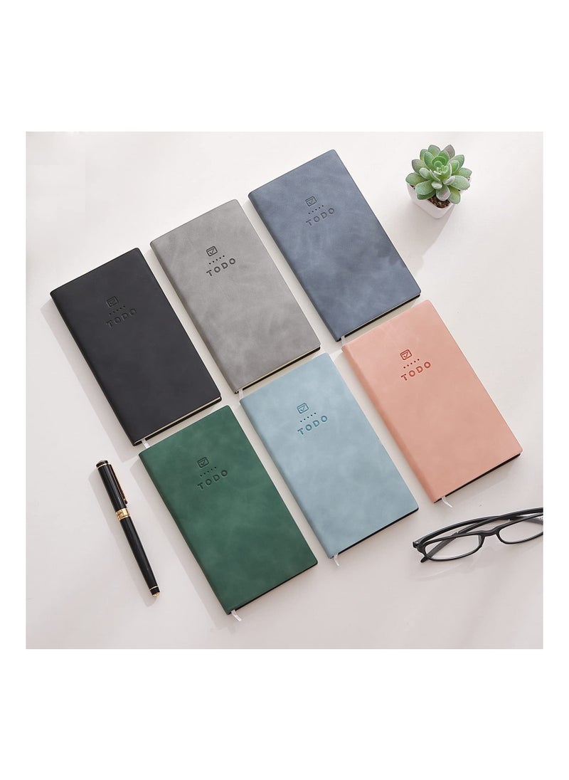 Excefore - To Do List Notebook, 2 Pcs 196 Pages Soft Leather Pocket To Do List Notepad Checklist for Daily Plans School Supplies for High School Students Study Schedule Notebook, Black, Grey - Image 1