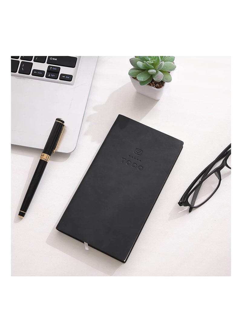 Excefore - To Do List Notebook, 2 Pcs 196 Pages Soft Leather Pocket To Do List Notepad Checklist for Daily Plans School Supplies for High School Students Study Schedule Notebook, Black, Grey - Image 1
