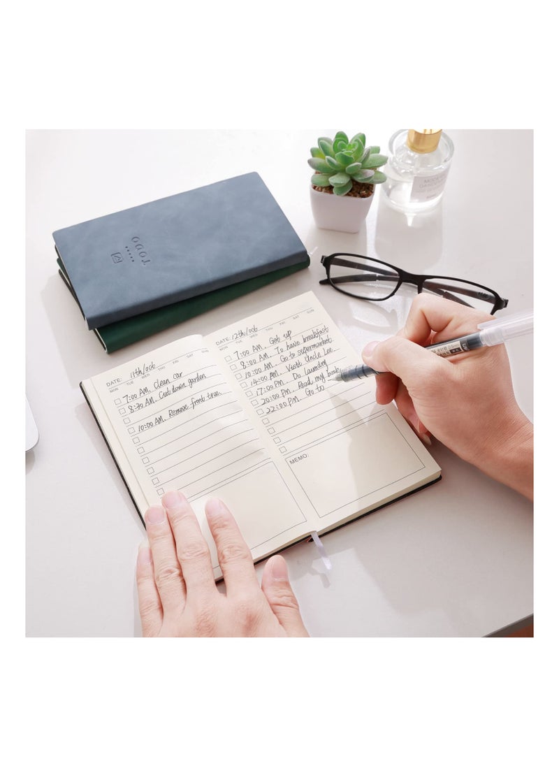 Excefore - To Do List Notebook, 2 Pcs 196 Pages Soft Leather Pocket To Do List Notepad Checklist for Daily Plans School Supplies for High School Students Study Schedule Notebook, Black, Grey - Image 1