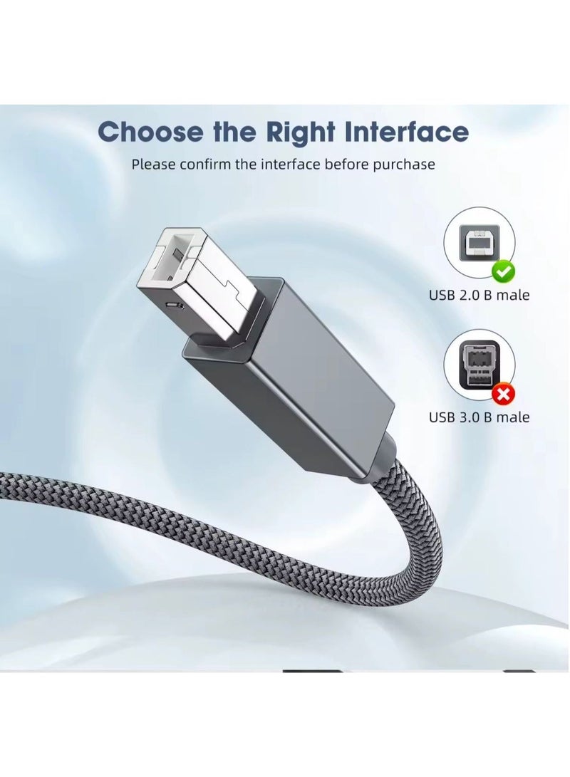 بلجن كابل طابعة USB 2.0 عالي السرعة بتصميم نايلون مجدول – وصلة من USB Type-A إلى USB Type-B للطابعات والسكانر والفاكس – هيكل ألومنيوم متين ونقل بيانات 480Mbps - Image 2