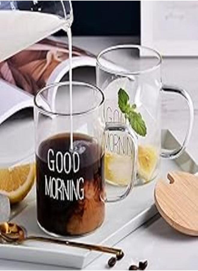 Generic Special Offer (12 mg) Premium Thermal Glass Mug (Good Morning) - With Handle For Juice, Tea, Coffee - 450ml 