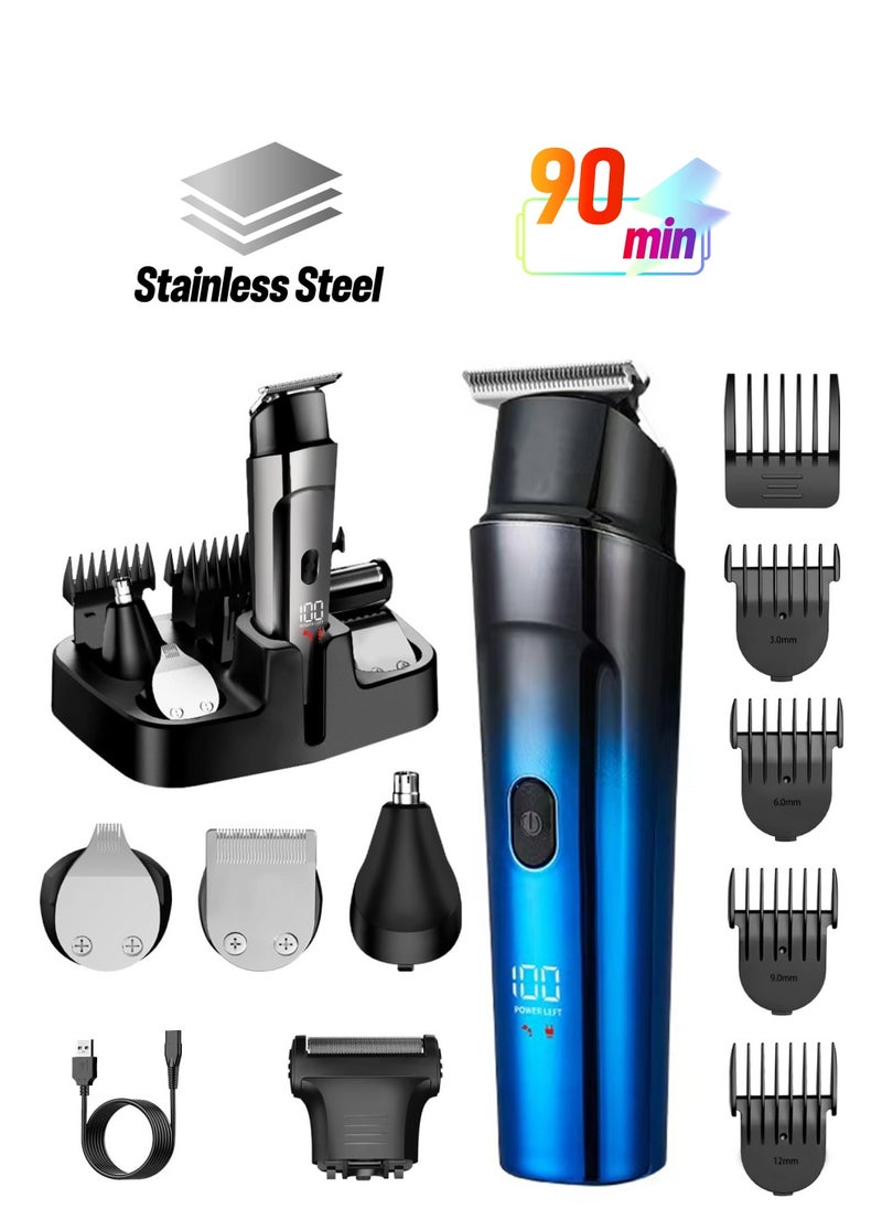 Generic Beard Trimmer for Men - 5 in 1 Kit Electric Razor, Nose Hair Trimmer with LED Display, Cordless Mustache Body Face Grooming Kit, Waterproof Rechargeable Beard Shaver  - Image 1