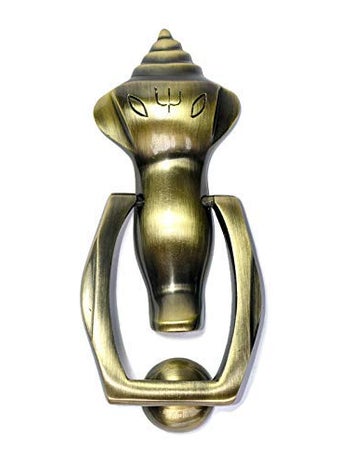 Decora Dora Decora Dora Brass Beautiful Decoratives Shanksh Door Knocker with Antique Finish Pack of 1 Size 7 inch  - Image 1