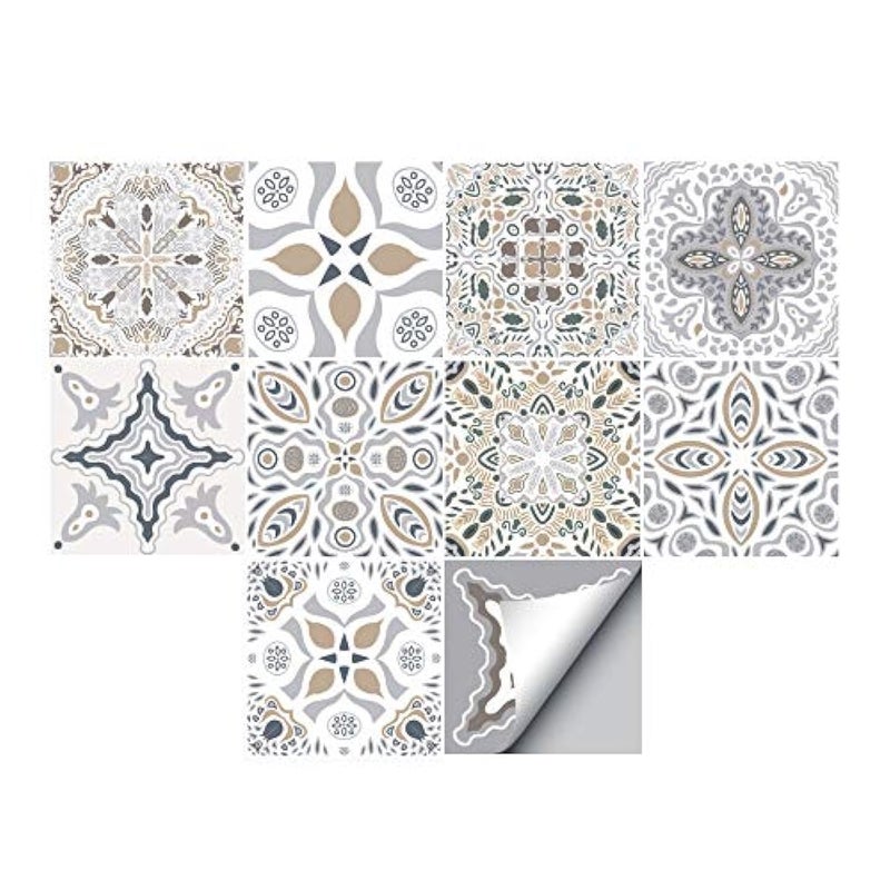 ملصقات بلاط حائط ذاتية اللصق قابلة للتقشير واللصق ملصقات بلاط مقاومة للماء لزينة المطبخ والحمام 6x6 بوصة 10 قطع 060