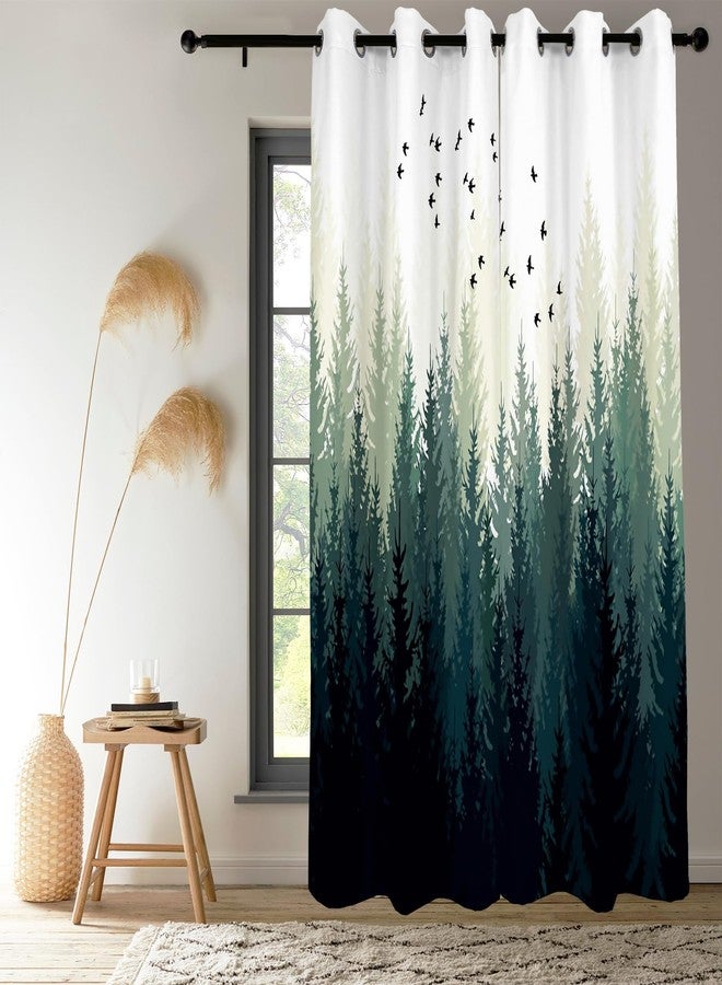 Renaiss Green Forest Blackout Curtains, Nature Wooland Room Darkening Curtains for Bedroom Grommet Top Pine Forest Mountain Window Drapes for Living Room, 42Wx84L inch 2 Panels Set - Image 2