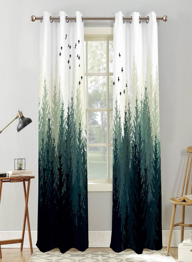 Renaiss Green Forest Blackout Curtains, Nature Wooland Room Darkening Curtains for Bedroom Grommet Top Pine Forest Mountain Window Drapes for Living Room, 42Wx84L inch 2 Panels Set - Image 5