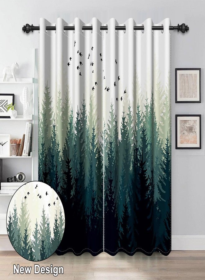 Renaiss Green Forest Blackout Curtains, Nature Wooland Room Darkening Curtains for Bedroom Grommet Top Pine Forest Mountain Window Drapes for Living Room, 42Wx84L inch 2 Panels Set - Image 3