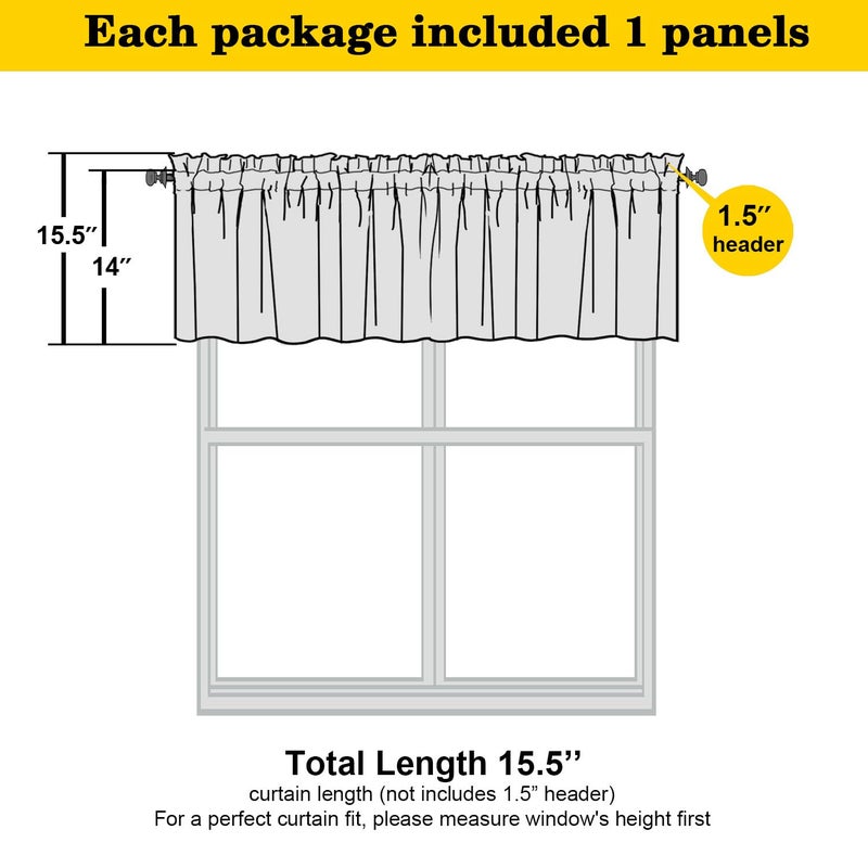 WelvetBLK Black Valances for Windows 1 Piece, Soft Solid Thermal Insulated Blackout Small Kitchen Window Curtains for Bathroom Basement Cafe, Rod Pocket, Black, 60" Wx14 L - Image 5