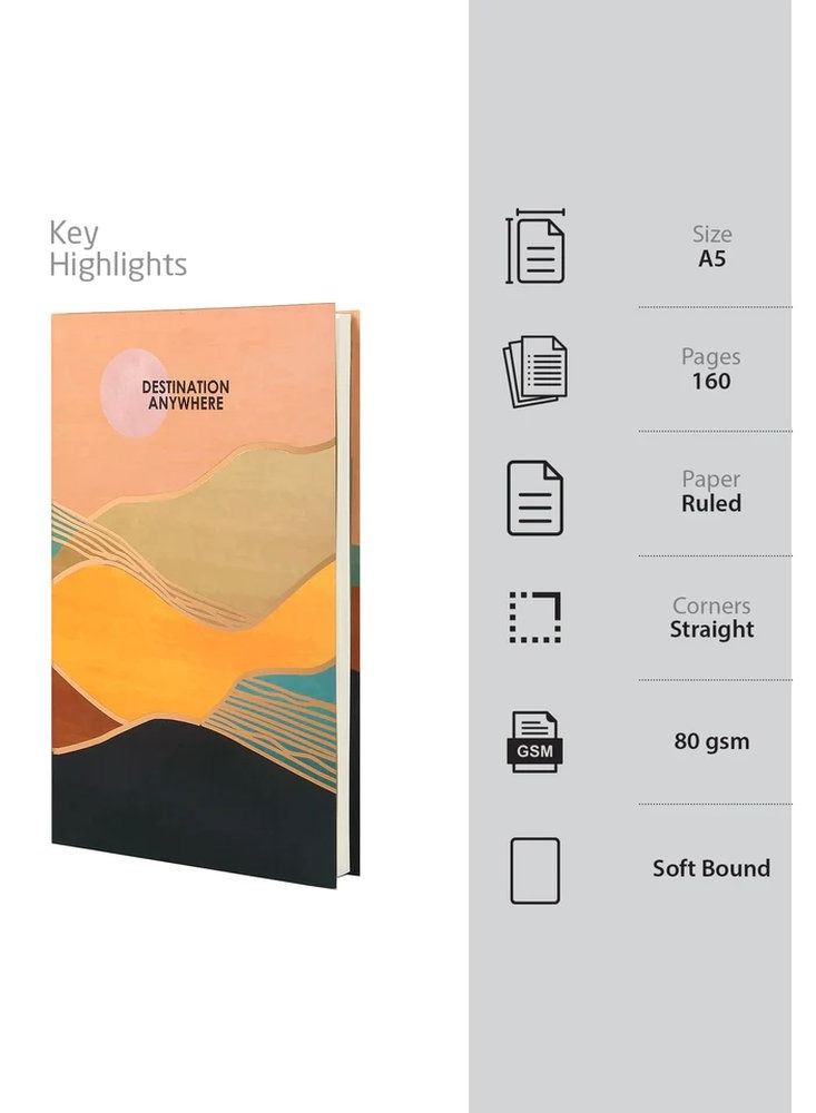 Doodle Tidal Dunes Hard Bound A5 Notebook