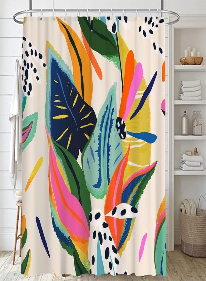 Lofaris Floral Jungle Boho Shower Curtain for Bathroom Colorful Bohemian Abstract Asthetic Pastel Modern Contemporary Art Shower Curtains Bathtubs Waterproof Curtain Decor with 12 Hooks 72x72 Inches - Image 1