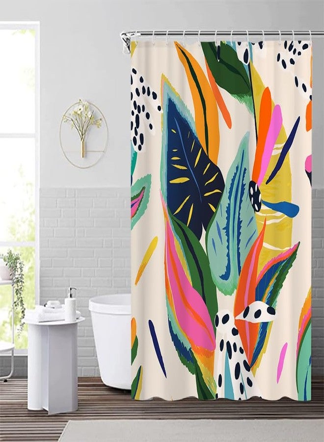 Lofaris Floral Jungle Boho Shower Curtain for Bathroom Colorful Bohemian Abstract Asthetic Pastel Modern Contemporary Art Shower Curtains Bathtubs Waterproof Curtain Decor with 12 Hooks 72x72 Inches - Image 5