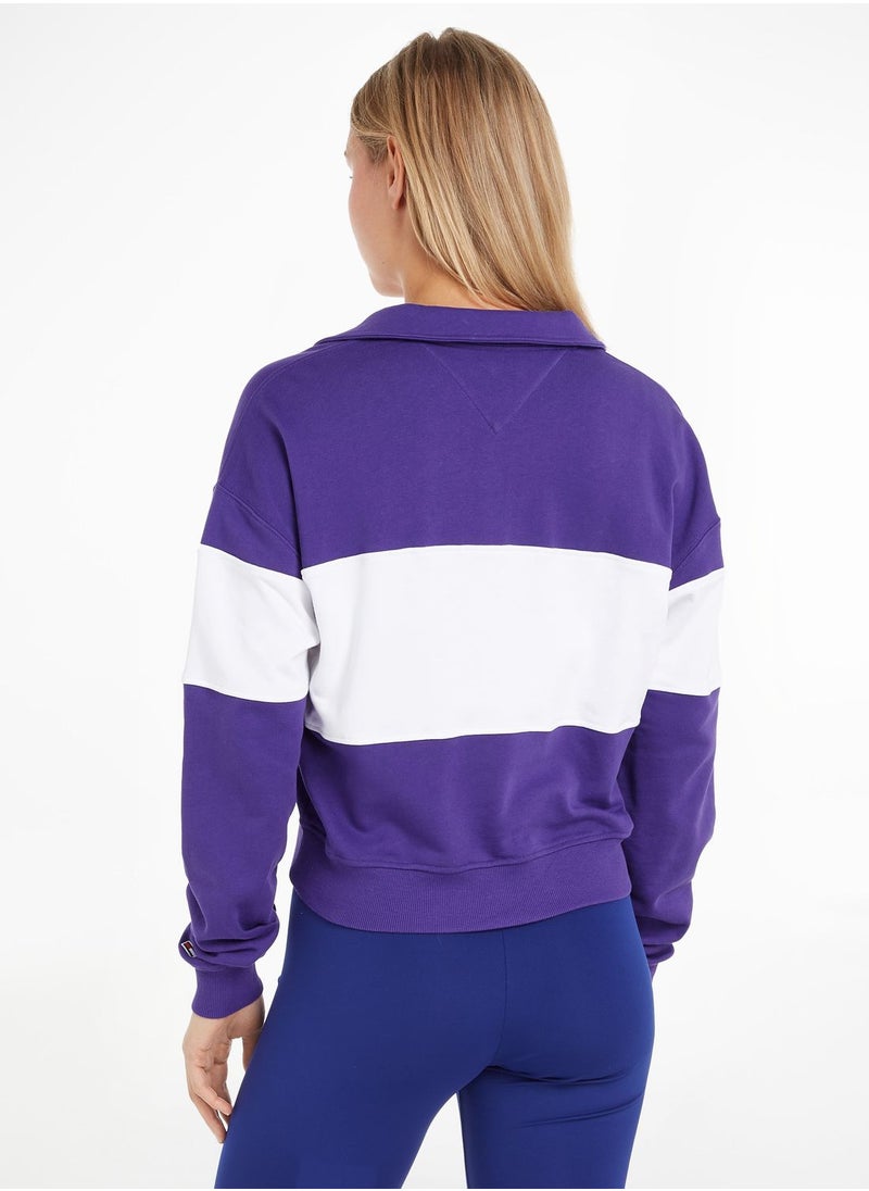 TOMMY JEANS - Polo Neck Color Block Sweatshirt - Image 1