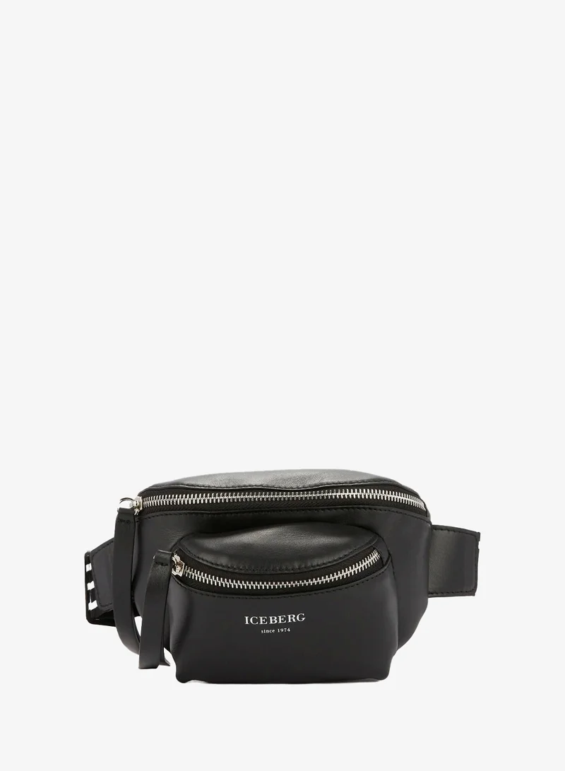 ICEBERG Black Leather Money Belt