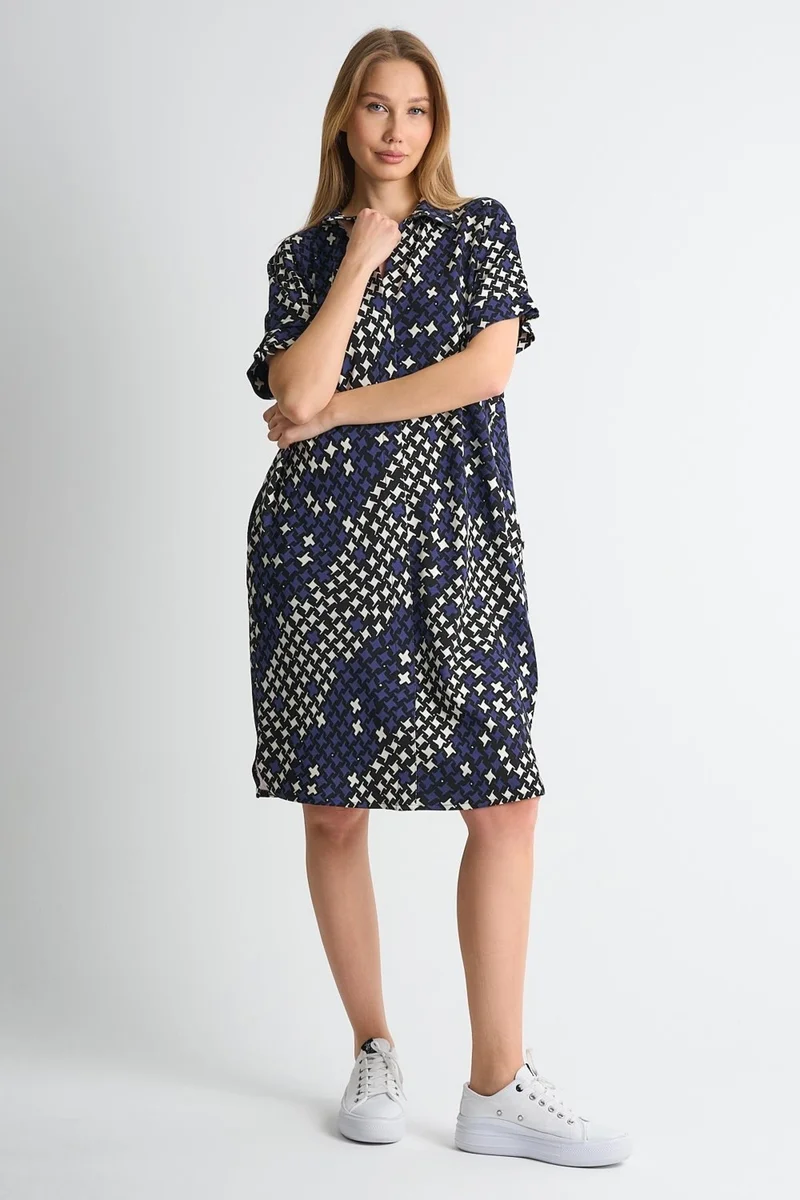 الكسندر جاردي Patterned Collar Detailed Pocket Dress