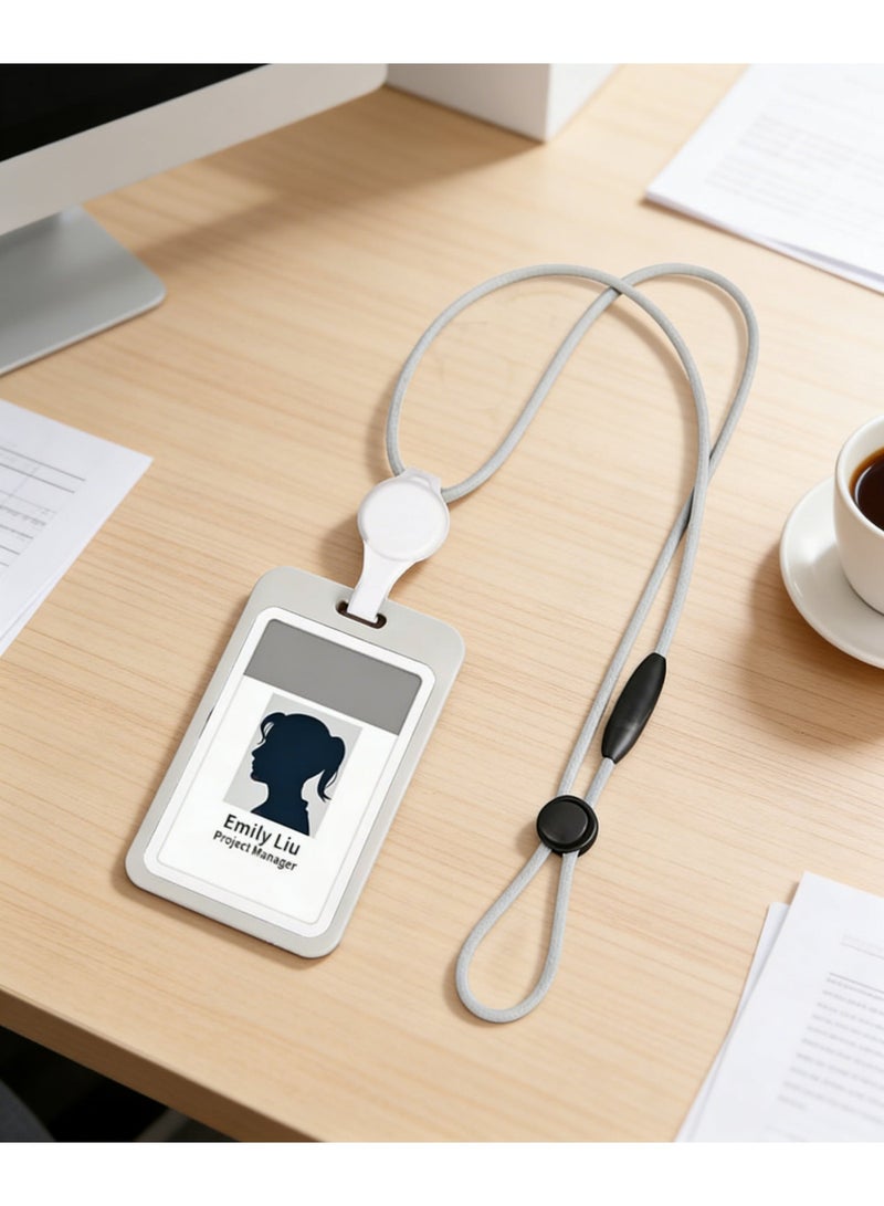 **حِزامُ عُنُقٍ مُتَقَلِّصٌ فَاخِرٌ لِحامِلِ البَطاقَةِ، مَعَ إِبْزيمِ أَمْنٍ، سِعَةُ تَخْزِينٍ كَبِيرَةٍ، حِزامُ عُنُقٍ قُطْنِيٌّ ناعِمٌ قابِلٌ لِلتَعْديلِ، حامِلُ بَطاقَةِ هُوِيَّةٍ عَمودِيٍّ، لِلْمُوَظَّفِينَ وَطاقِمِ المَكْتَبِ (رَمادِيٌّ - عَمودِيٌّ)** - Image 1