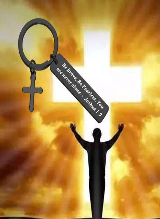 FEELMEM مفتاح FEELMEM المسيحي كن شجاعًا كن بلا خوف أنت لست وحدك يشوع 1:9 آية الكتاب المقدس مفتاح هدية دينية مسيحية (أسود) - Image 5
